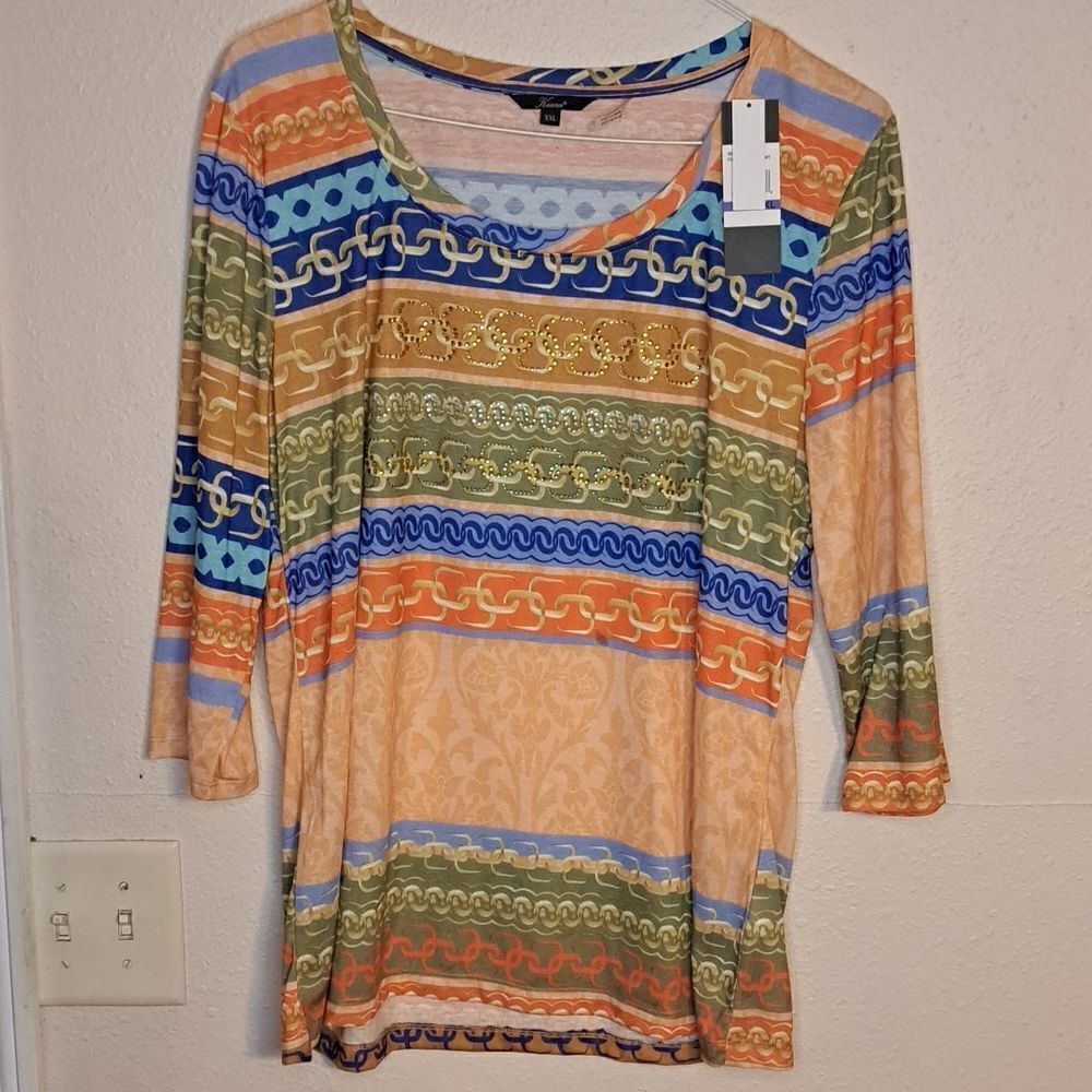 Kiara chain print blouse size XXL NWT